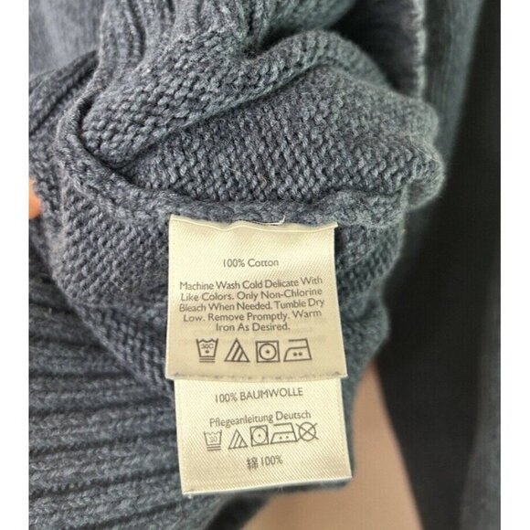 Eddie Bauer Sweater Men's Blue Tight Knit Button Cotton 90s Vintage Size Large - Picture 10 of 10